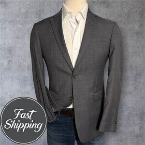 TOMMY HILFIGER Mens 38R Gray Blazer Sport Coat Worsted Wool 2-Button Jacket